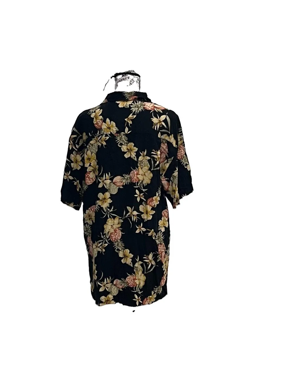 Steve & Barry’s Hawaiian L Shirt Black Pineapple Floral Tropical Aloha Resort